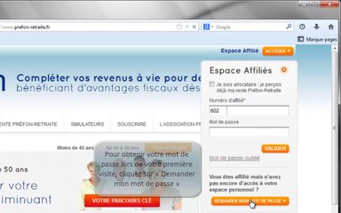 Démo Préfon-Retraite : demande de mot de passe