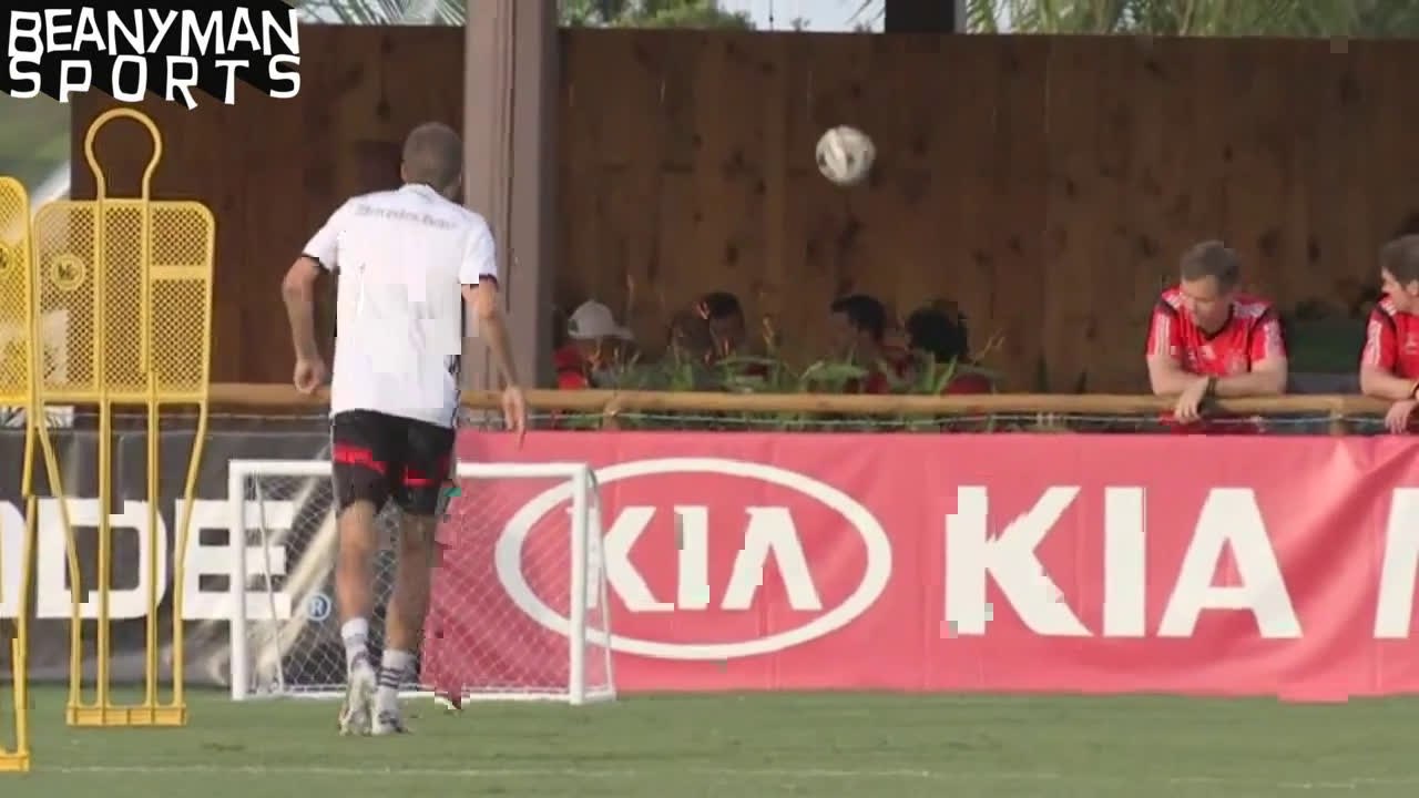 World Cup 2014 - Thomas Muller Training Shot Hits Man In Face At Table Of Diners