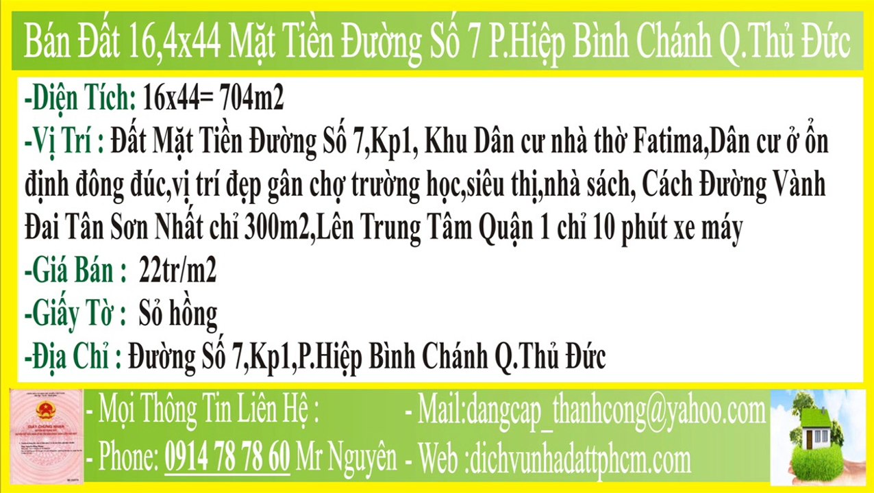 Bán Đất,16.4x44,Mặt Tiền Đường Số 7 Phường Hiệp Bình Chánh Quận Thủ Đức,PHBC,FHBC,P.HBC,F.HBC,MT,HXH,P.Hiệp Bình Chánh,F.Hiệp Bình Chánh,Q Thủ Đức,