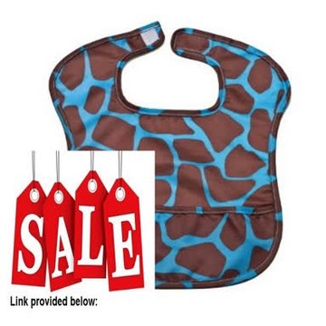 Cheap Deals Wupzey Waterproof Food Catcher Bib, Blue Giraffe, Large Review