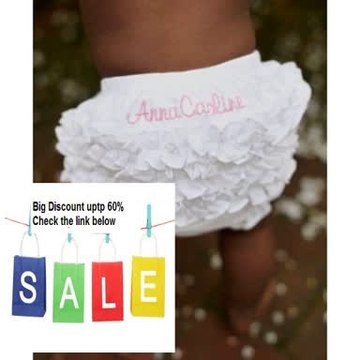 Cheap Deals RuffleButts Baby Girl Monogrammed White Woven Cotton Ruffled Nappy Cover Review