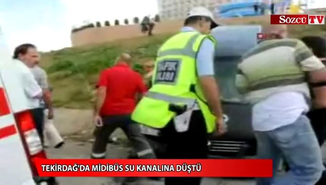 Tekirdağ'da midibüs su kanalına düştü