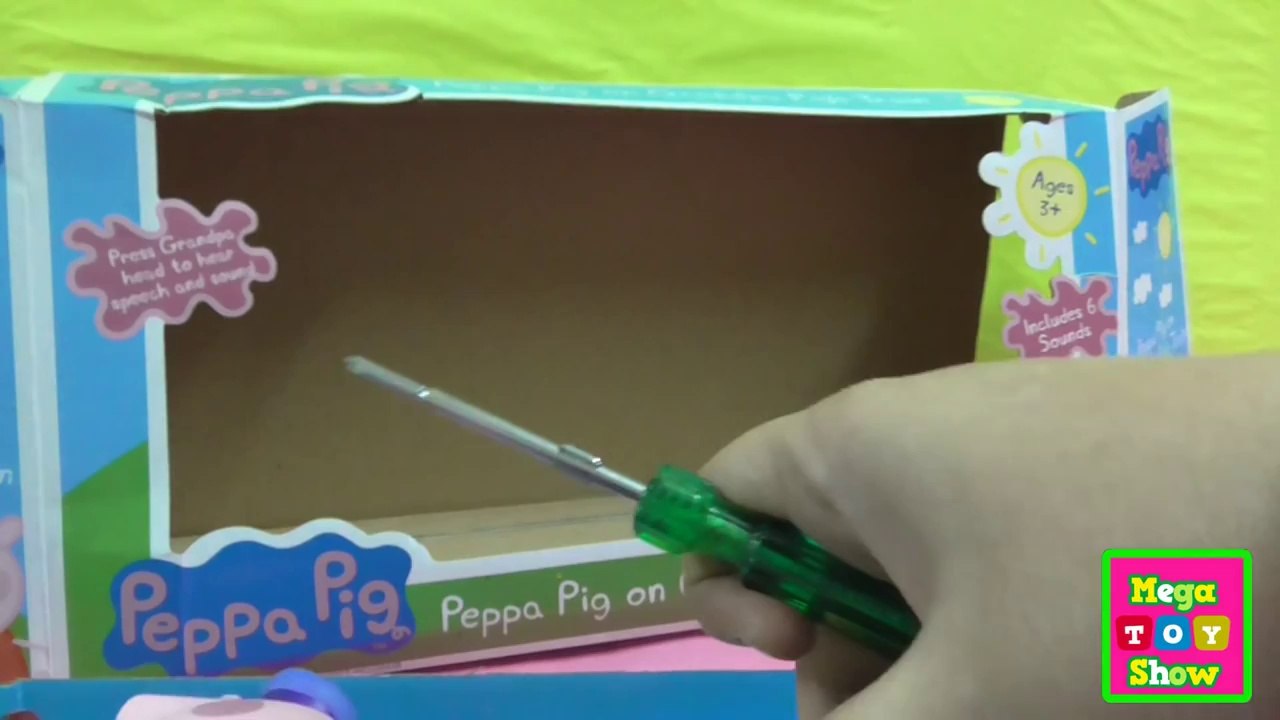 Unboxing Peppa Pig grandpa pig's train toy