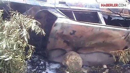 Şarampole devrilip alev alan otomobildeki 3 kişi, yaralandı -