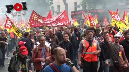 les cheminots manifestent vers le Parlement, soutenus par les unions régionales CGT, FO, SUD