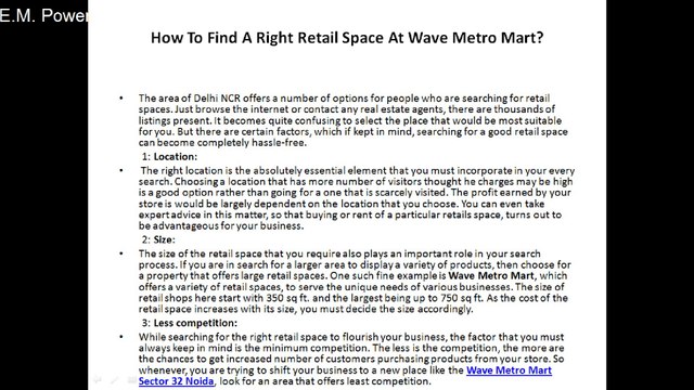 Wave Metro Mart Sector 32 Noida @ 9999999237