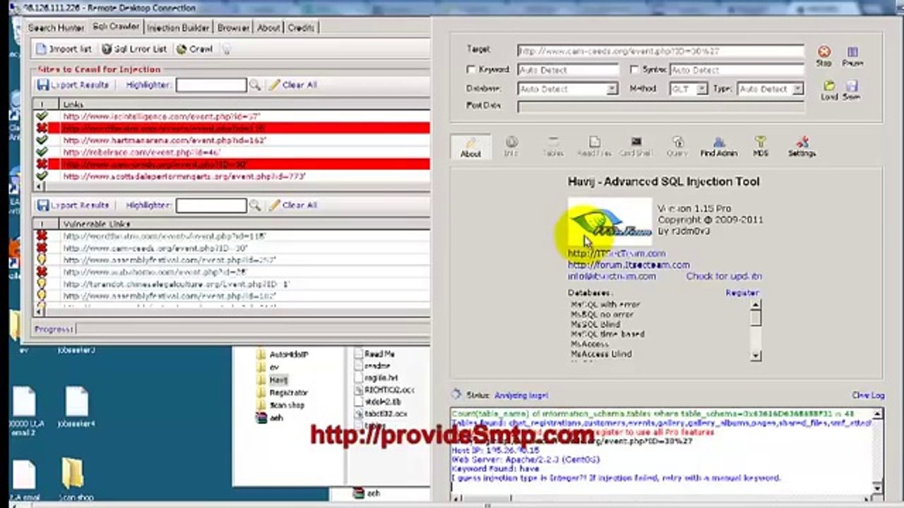 How to hack a website and get database of email list ! ( provideSmtp.com )