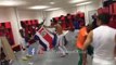 Costa Rica players celebrating victory against Italy