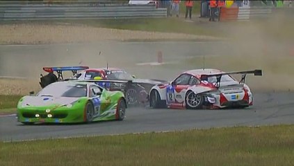 24h Nurburgring 2014 Race Huge Crash Mercedes Sls and Porsche