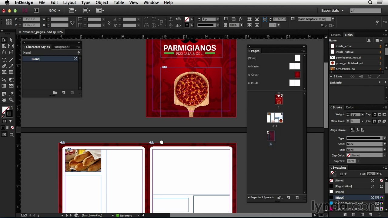 Creating master pages in InDesign