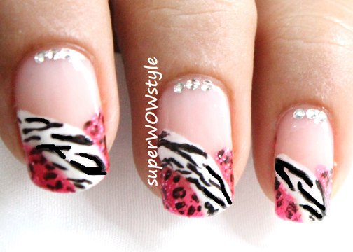 French Manicure - French Tip Nail Art designs - cute glitter polish animal nail designs mani