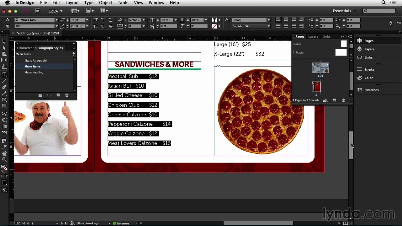 Creating styles in InDesign