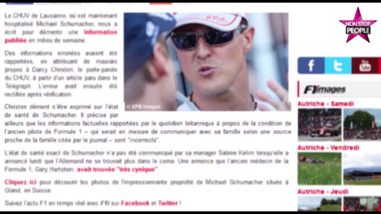 Michael Schumacher : les informations sur son état de santé son "incorrectes"