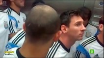 A fan meets Lionel Messi & his teammates in the elevator (Entire Argentinian Team) HD 2014