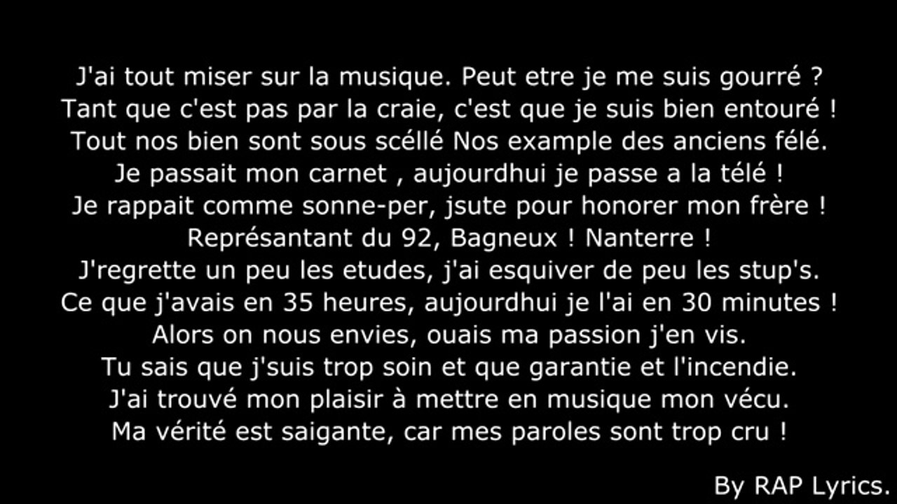 La Fouine & Team BS ft Sindy, Sultan, Fababy - Vrais frères (PAROLES / LYRICS)