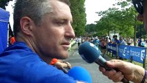 Antoine Barège, journaliste France Bleu Picardie à l'arrivée de la Transbaie