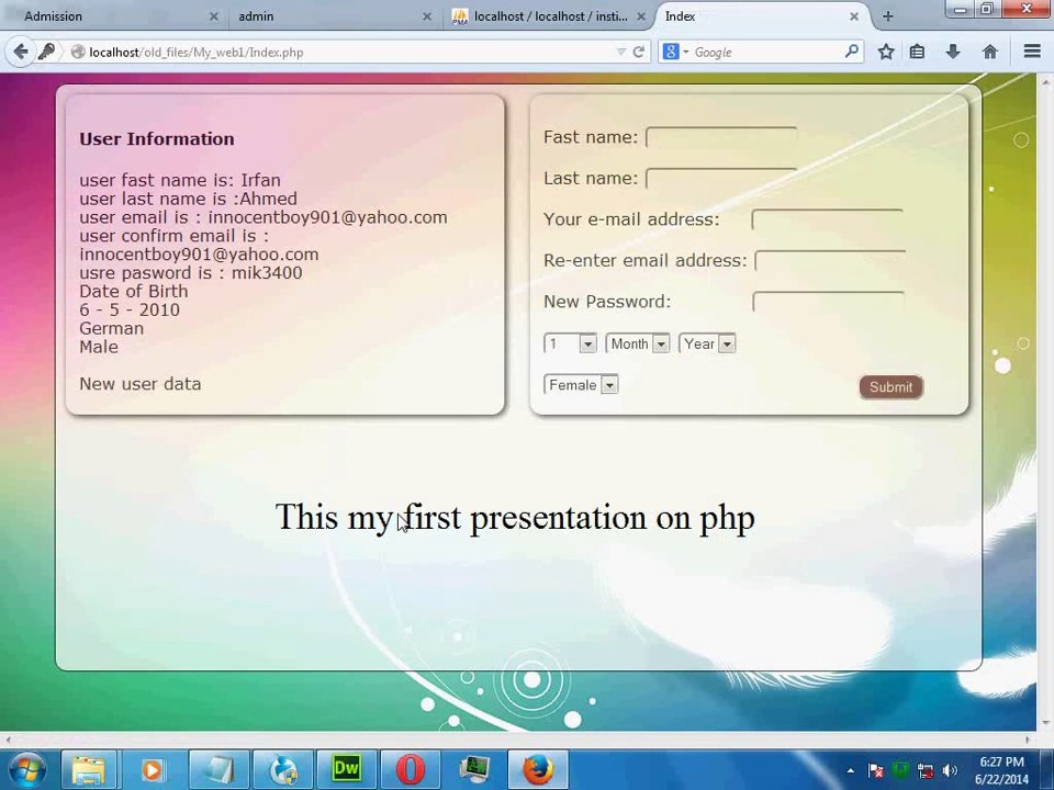 First work on php