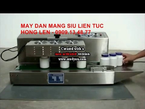 Máy màng siu chai nhựa liên tục, máy dán nhôm chai lọ tự động, máy dán miệng lọ thuốc