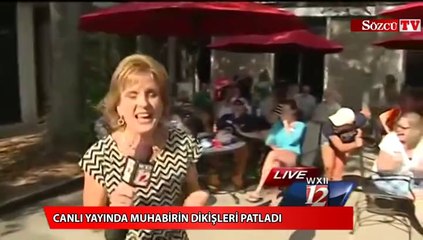Canlı yayında muhabirin dikişleri patladı