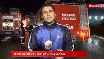 Hadımköy'de kablo deposunda yangın