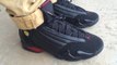 air jordan 14 xiv retro last shot black varsity red  on feet