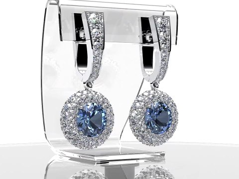 Boucles d'oreilles Aigue-marine Diamant Calypso