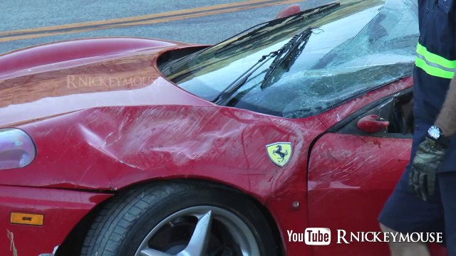 Brutal- Ferrari Crashes & Tumbles Down Steep Enbankment