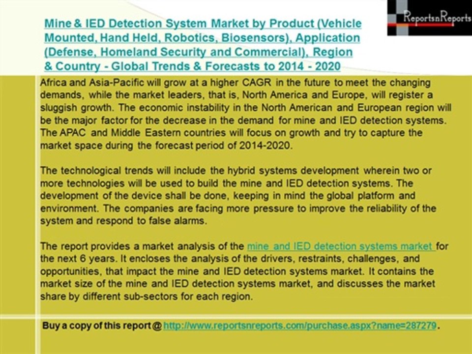 Mine & IED Detection System Market Forecasts to 2020
