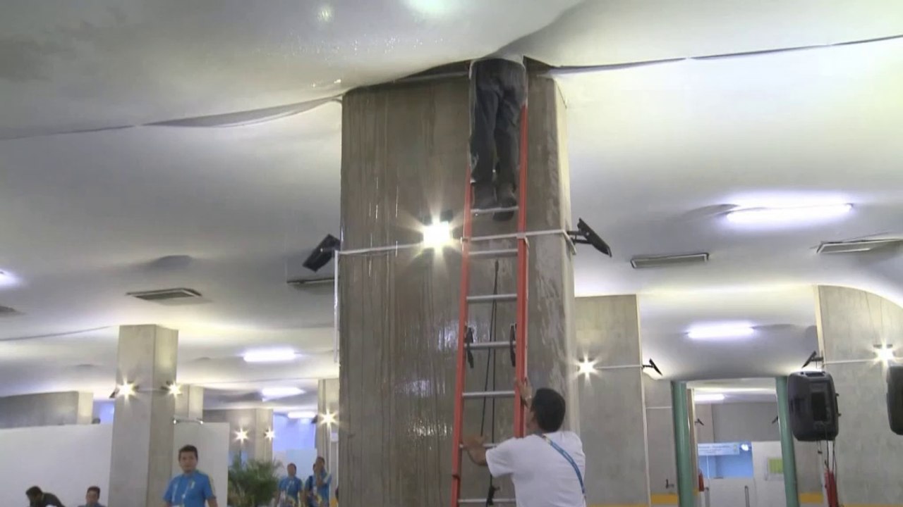 WM 2014: Mediencenter in Arena das Dunas unter Wasser