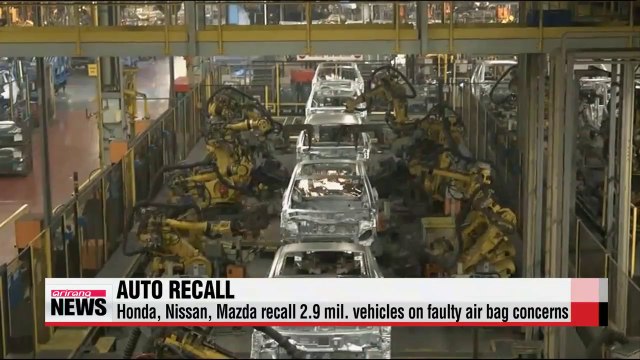 Honda, Nissan, Mazda recall 2.9 mil. vehicles on faulty air bag concerns