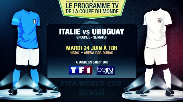 Italie - Uruguay, Costa Rica - Angleterre... Le programme TV du jour !