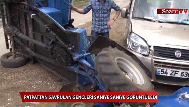 Patpattan savrulan gençleri saniye saniye görüntüledi