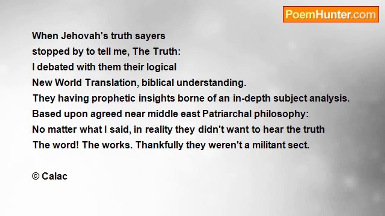 Chris Lane - Jehovah's truth sayers.