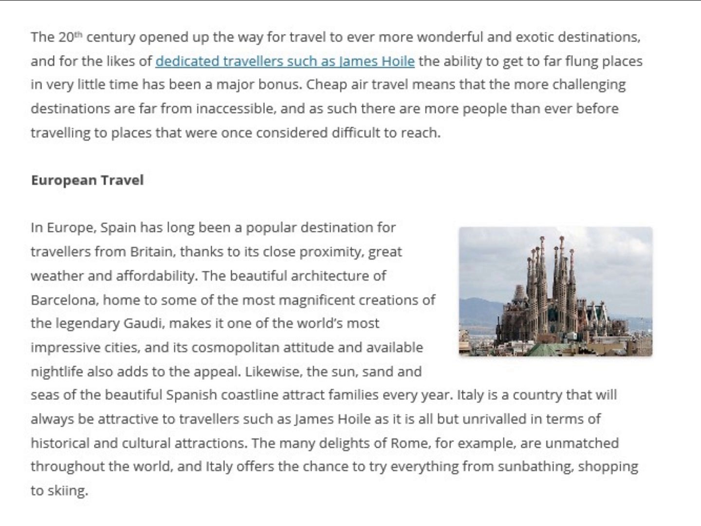 James Hoile – Recommended Travel Destinations