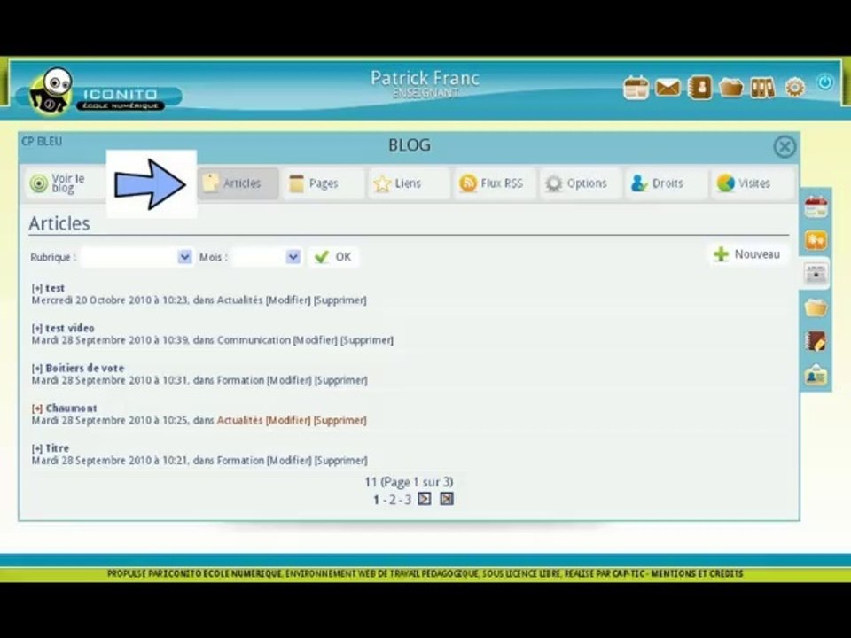 Utilisation du blog dans Iconito