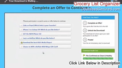 Grocery List Organizer Download (Instant Download)