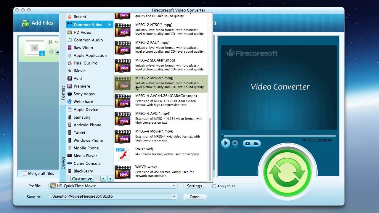 Convert mov file to mp4 file with a video converter