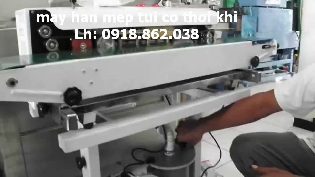 máy hàn mép túi có thổi khí, máy ép miệng túi liên tục có thổi khí