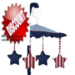 Best Price Red, White & Blue Vintage Aviator Musical Baby Crib Mobile by Sweet Jojo Designs Review
