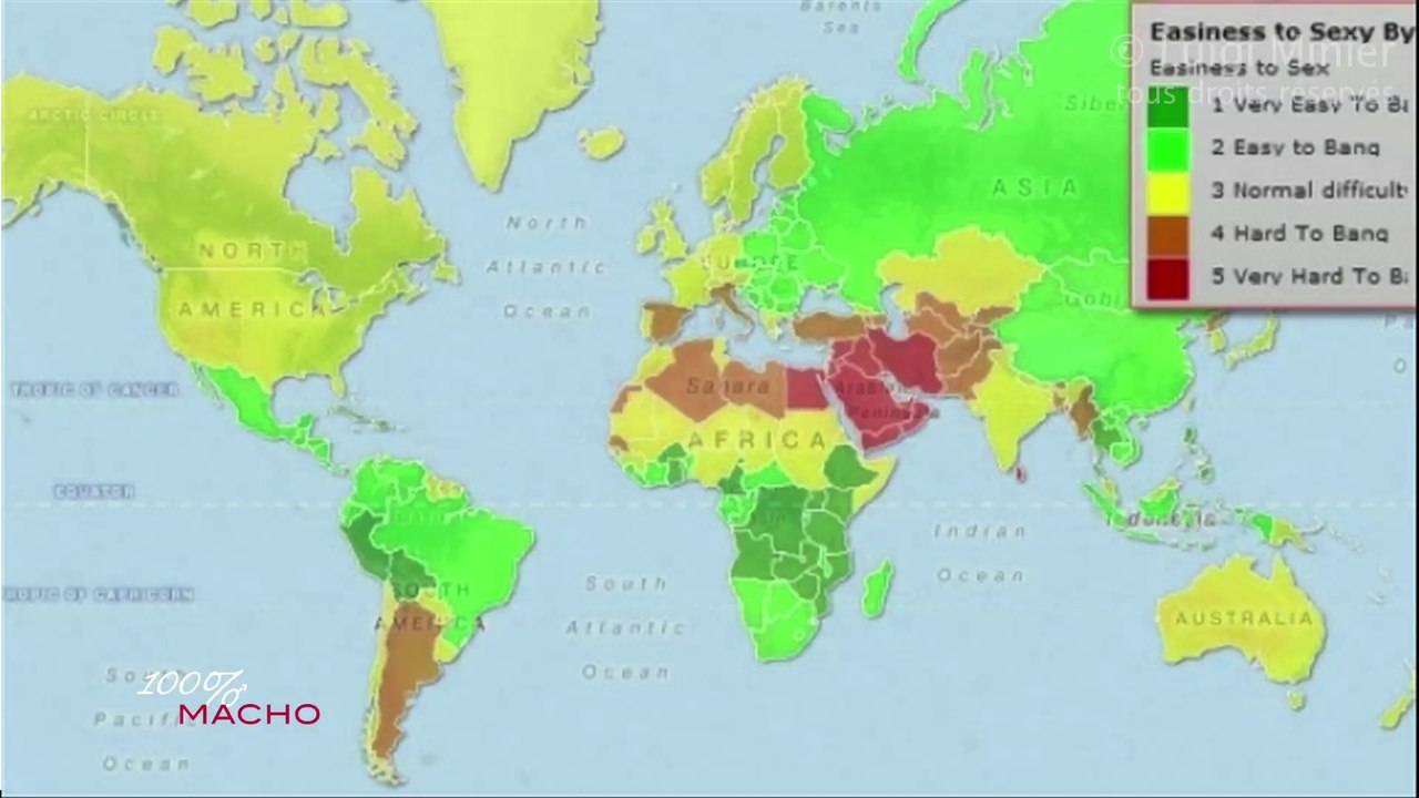 La carte du monde des femmes faciles
