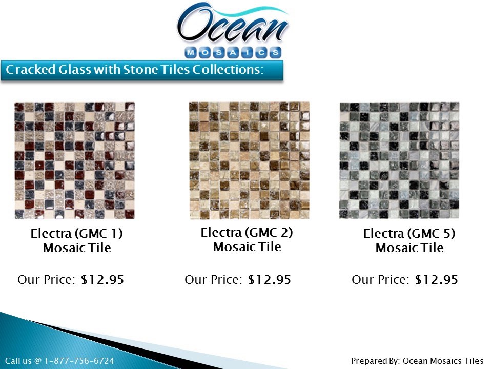Cracked Glass With Metal and Stone Tiles - Ocean Mosaics