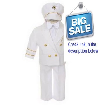 Cheap Deals Stylish Nautical Sailor Captains Dress Suit, Infant to Youth Boys Outfit-White Review