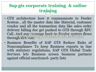 Sap gts corporate training  & online training