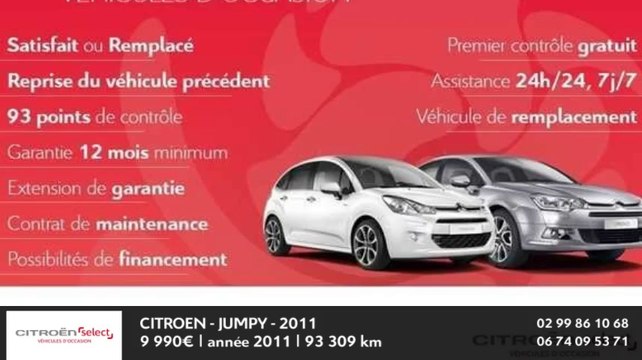 Annonce Occasion CITROEN Jumpy FGN TOLE 1000 L1H1 1.6 HDI - 90 CONFORT 2011