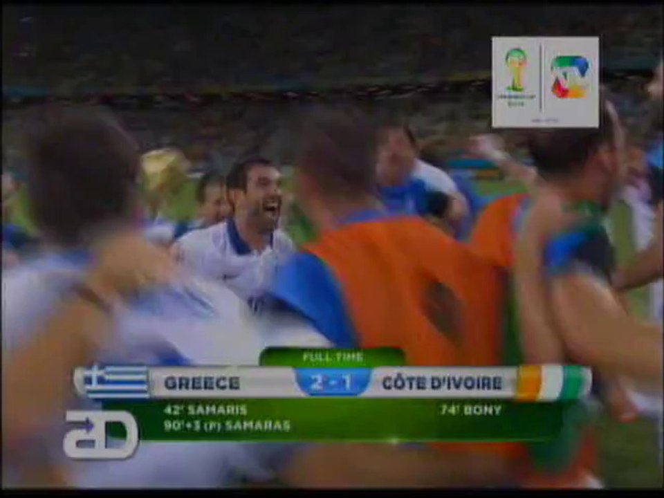 Resumen Grupo C - 3era Fecha - Grecia 2-1 Costa de Marfil