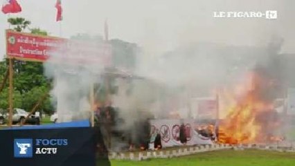 Pour la journée mondiale contre la drogue, les autorités birmanes brûlent leurs saisies en public