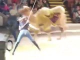 Girl Attempts To Ride Camel At Russian Circus