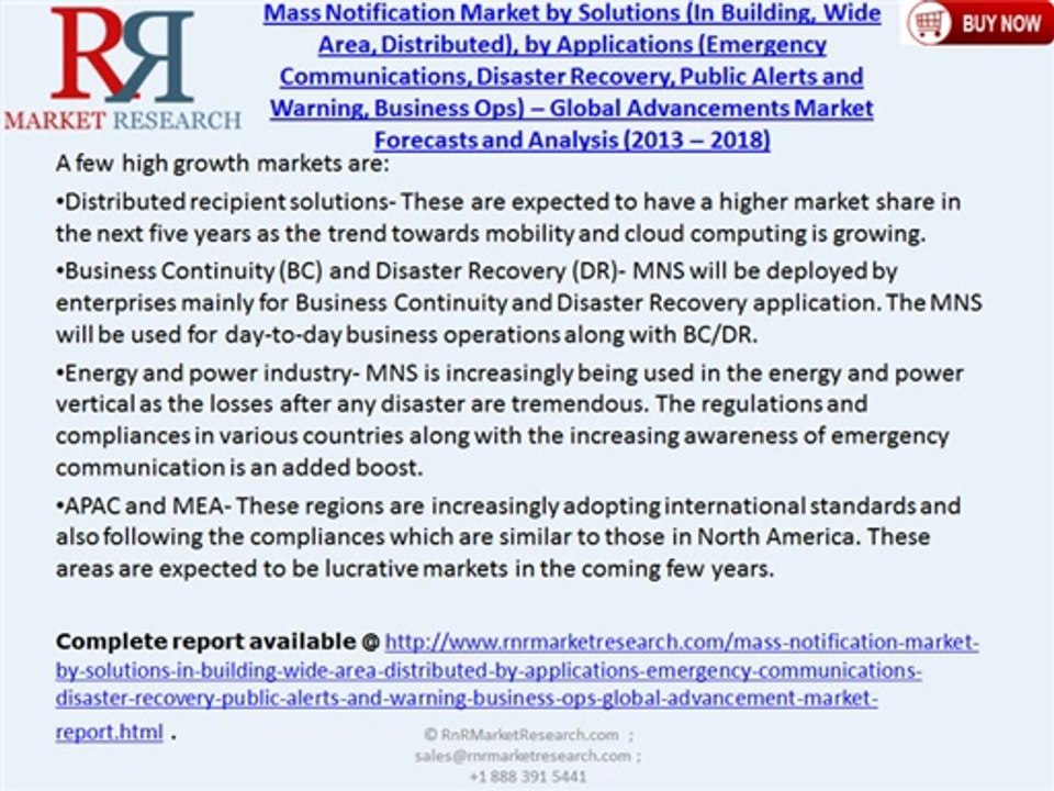 Mass Notification Market Forecasts to 2018