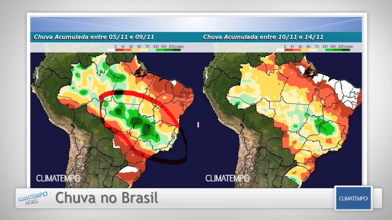 Mais chuva sobre o Sudeste e Centro-Oeste