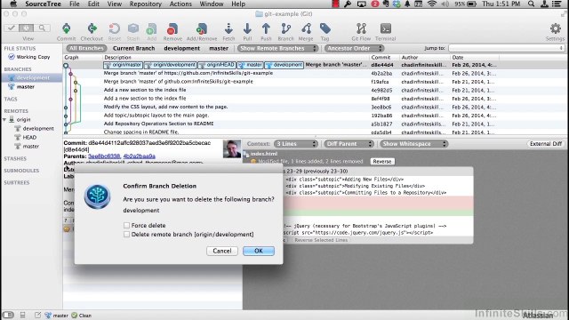 Learning GIT Training Video Tutorial Removing Branches With SourceTree